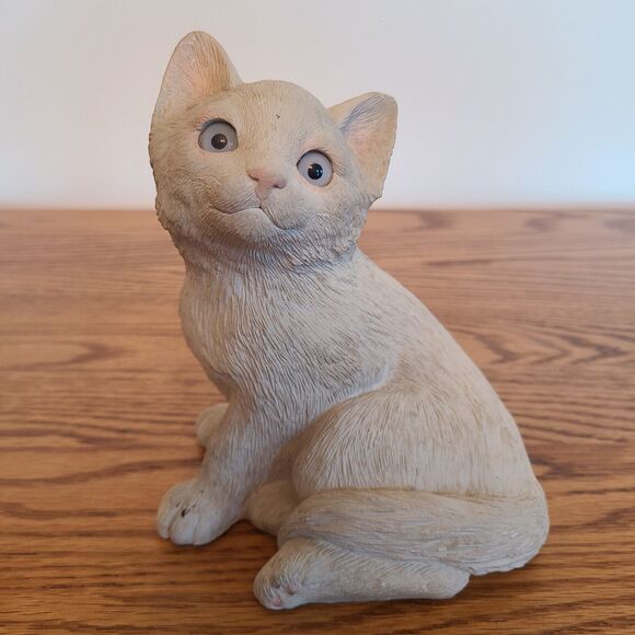 Sandicast Sitting Kitten Sculpture Figurine Hand Painted USA Made 1984 Cat Lover - Picture 2 of 10
